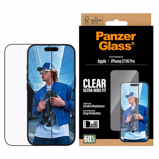 Tvrzené sklo PanzerGlass s instalačním rámečkem Apple iPhone 17/16 Pro